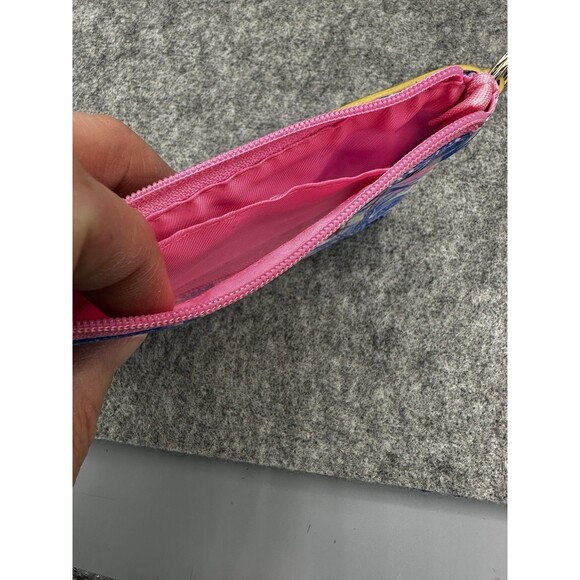 Lilly Pulitzer Wristlet ID Case Zip Pouch with Key Ring Attachment Blue Pink - Picture 5 of 7